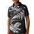 New Zealand Tuatara Tribal Tattoo Kid Polo Shirt Silver Fern and Maori Pattern Black Color