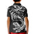 New Zealand Tuatara Tribal Tattoo Kid Polo Shirt Silver Fern and Maori Pattern Black Color