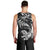 New Zealand Tuatara Tribal Tattoo Men Tank Top Silver Fern and Maori Pattern Black Color