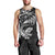 New Zealand Tuatara Tribal Tattoo Men Tank Top Silver Fern and Maori Pattern Black Color