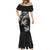 New Zealand Tuatara Tribal Tattoo Mermaid Dress Silver Fern and Maori Pattern Black Color