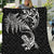 New Zealand Tuatara Tribal Tattoo Quilt Silver Fern and Maori Pattern Black Color