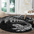 New Zealand Tuatara Tribal Tattoo Round Carpet Silver Fern and Maori Pattern Black Color