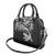 New Zealand Tuatara Tribal Tattoo Shoulder Handbag Silver Fern and Maori Pattern Black Color