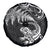 New Zealand Tuatara Tribal Tattoo Spare Tire Cover Silver Fern and Maori Pattern Black Color