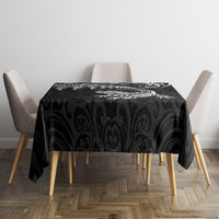New Zealand Tuatara Tribal Tattoo Tablecloth Silver Fern and Maori Pattern Black Color LT03 - Polynesian Pride