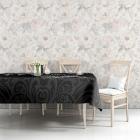 New Zealand Tuatara Tribal Tattoo Tablecloth Silver Fern and Maori Pattern Black Color LT03 - Polynesian Pride