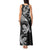 New Zealand Tuatara Tribal Tattoo Tank Maxi Dress Silver Fern and Maori Pattern Black Color