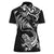 New Zealand Tuatara Tribal Tattoo Women Polo Shirt Silver Fern and Maori Pattern Black Color