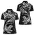 New Zealand Tuatara Tribal Tattoo Women Polo Shirt Silver Fern and Maori Pattern Black Color