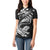 New Zealand Tuatara Tribal Tattoo Women Polo Shirt Silver Fern and Maori Pattern Black Color