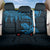 New Zealand Tuatara Tribal Tattoo Back Car Seat Cover Silver Fern and Maori Pattern Blue Color