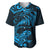 New Zealand Tuatara Tribal Tattoo Baseball Jersey Silver Fern and Maori Pattern Blue Color