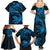 New Zealand Tuatara Tribal Tattoo Family Matching Summer Maxi Dress and Hawaiian Shirt Silver Fern and Maori Pattern Blue Color