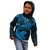 New Zealand Tuatara Tribal Tattoo Kid Hoodie Silver Fern and Maori Pattern Blue Color