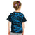 New Zealand Tuatara Tribal Tattoo Kid T Shirt Silver Fern and Maori Pattern Blue Color