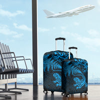 New Zealand Tuatara Tribal Tattoo Luggage Cover Silver Fern and Maori Pattern Blue Color