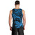 New Zealand Tuatara Tribal Tattoo Men Tank Top Silver Fern and Maori Pattern Blue Color