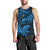 New Zealand Tuatara Tribal Tattoo Men Tank Top Silver Fern and Maori Pattern Blue Color