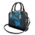 New Zealand Tuatara Tribal Tattoo Shoulder Handbag Silver Fern and Maori Pattern Blue Color