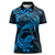 New Zealand Tuatara Tribal Tattoo Women Polo Shirt Silver Fern and Maori Pattern Blue Color