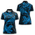 New Zealand Tuatara Tribal Tattoo Women Polo Shirt Silver Fern and Maori Pattern Blue Color