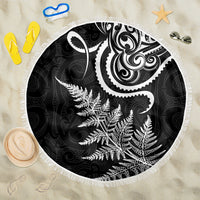 New Zealand Octopus Tattoo and Fern Beach Blanket Maori Pattern LT03 One Size 150cm Black - Polynesian Pride