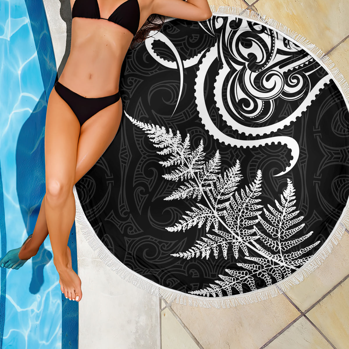 New Zealand Octopus Tattoo and Fern Beach Blanket Maori Pattern LT03 - Polynesian Pride