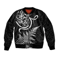 New Zealand Octopus Tattoo and Fern Bomber Jacket Maori Pattern LT03 Unisex Black - Polynesian Pride