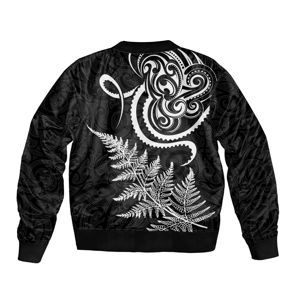 New Zealand Octopus Tattoo and Fern Bomber Jacket Maori Pattern LT03 - Polynesian Pride