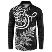New Zealand Octopus Tattoo and Fern Button Sweatshirt Maori Pattern LT03 Black - Polynesian Pride