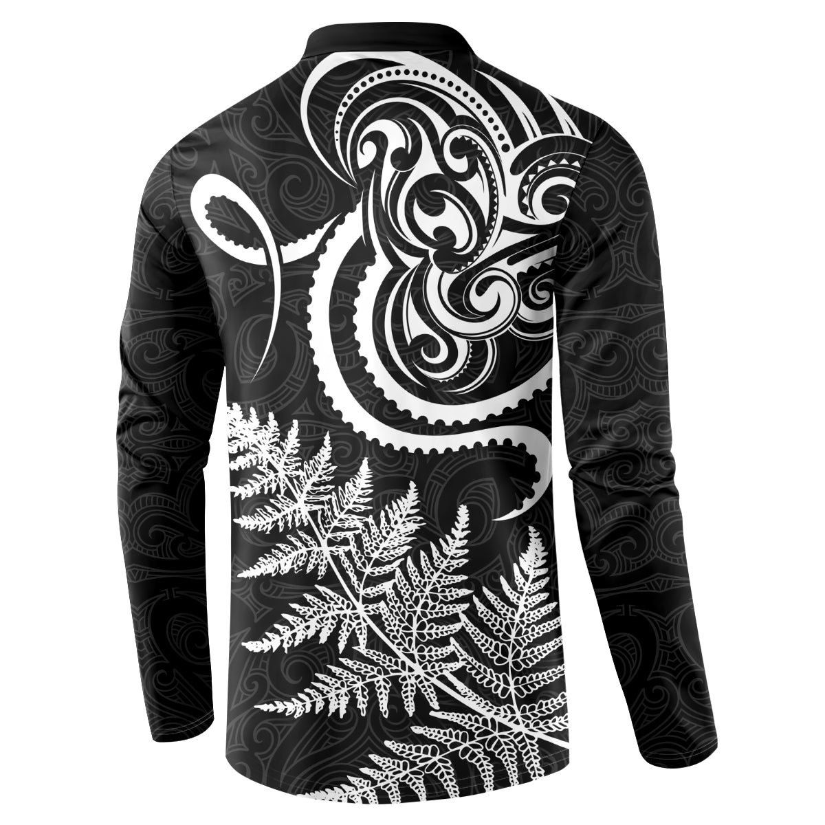 New Zealand Octopus Tattoo and Fern Button Sweatshirt Maori Pattern LT03 - Polynesian Pride
