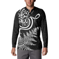 New Zealand Octopus Tattoo and Fern Button Sweatshirt Maori Pattern LT03 - Polynesian Pride