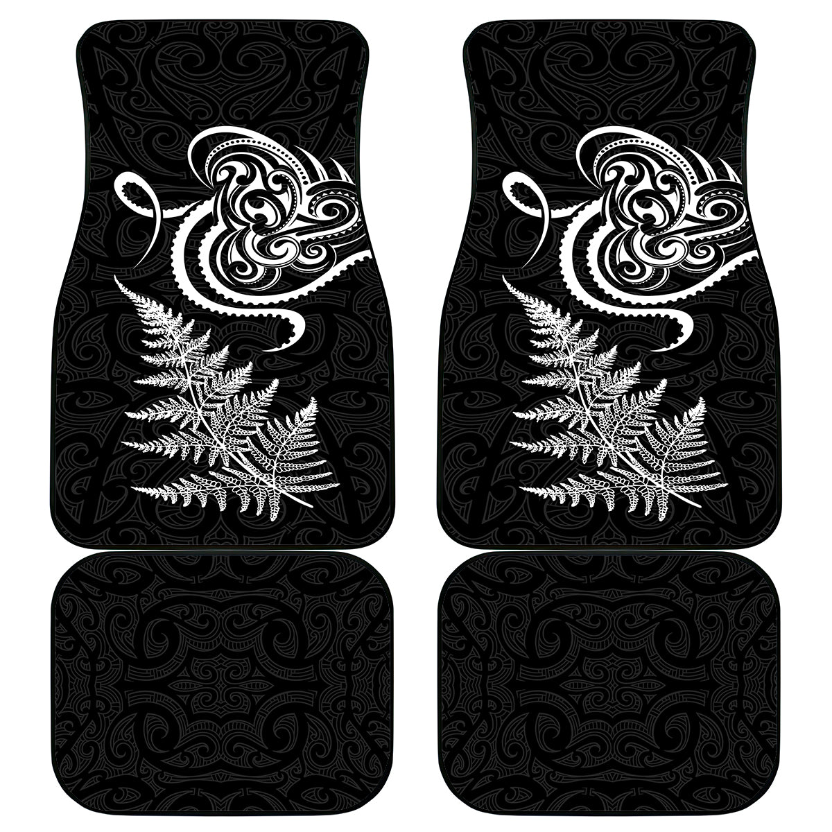 New Zealand Octopus Tattoo and Fern Car Mats Maori Pattern LT03 - Polynesian Pride