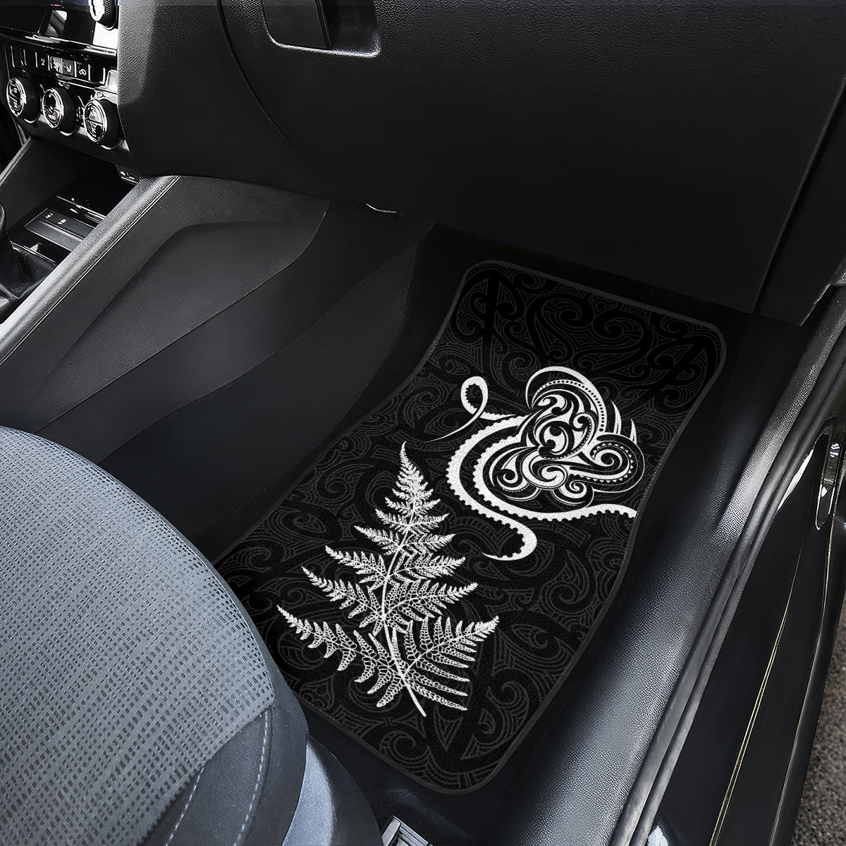 New Zealand Octopus Tattoo and Fern Car Mats Maori Pattern LT03 - Polynesian Pride