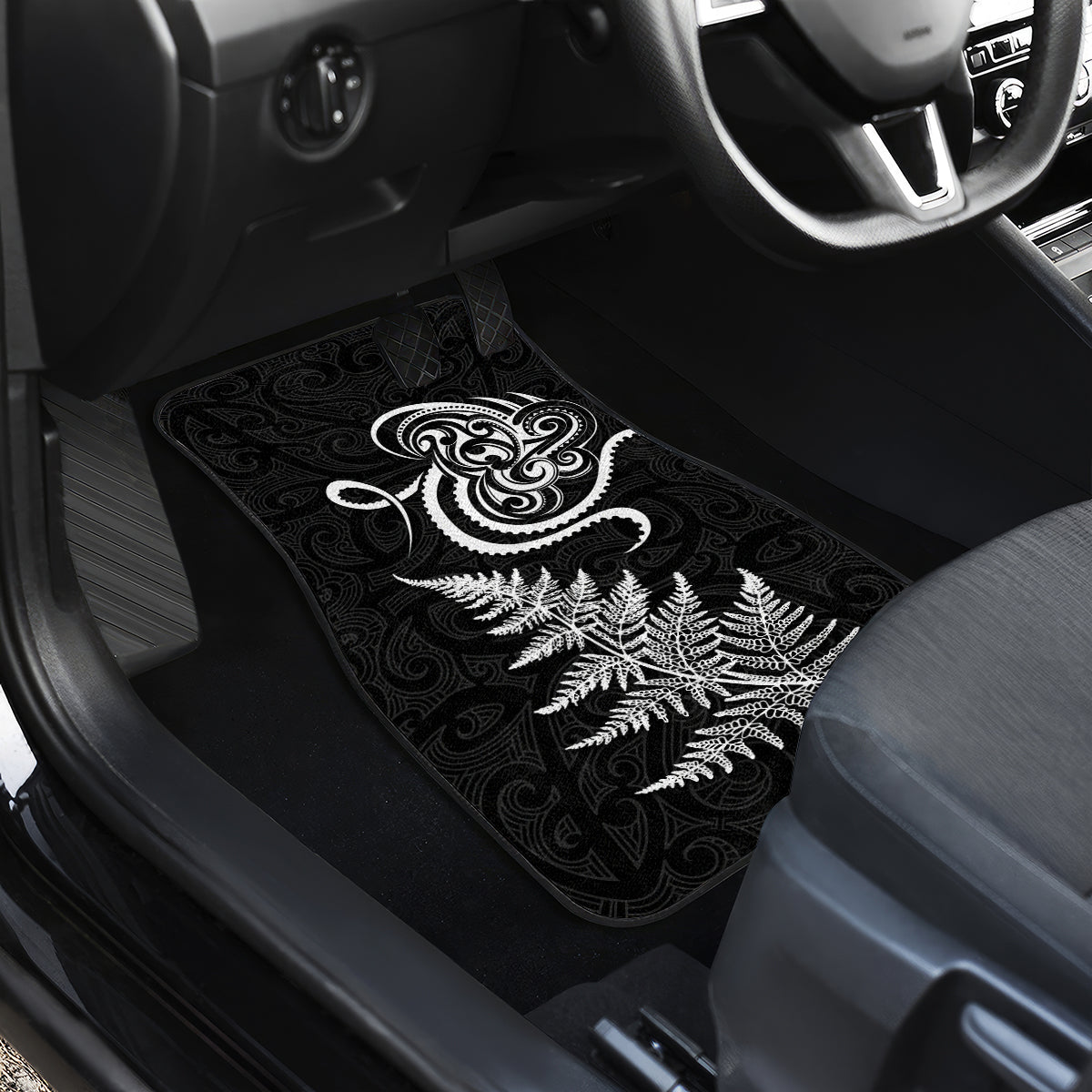 New Zealand Octopus Tattoo and Fern Car Mats Maori Pattern LT03 - Polynesian Pride