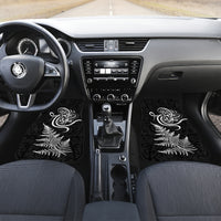 New Zealand Octopus Tattoo and Fern Car Mats Maori Pattern LT03 Set 2pcs - Front Black - Polynesian Pride