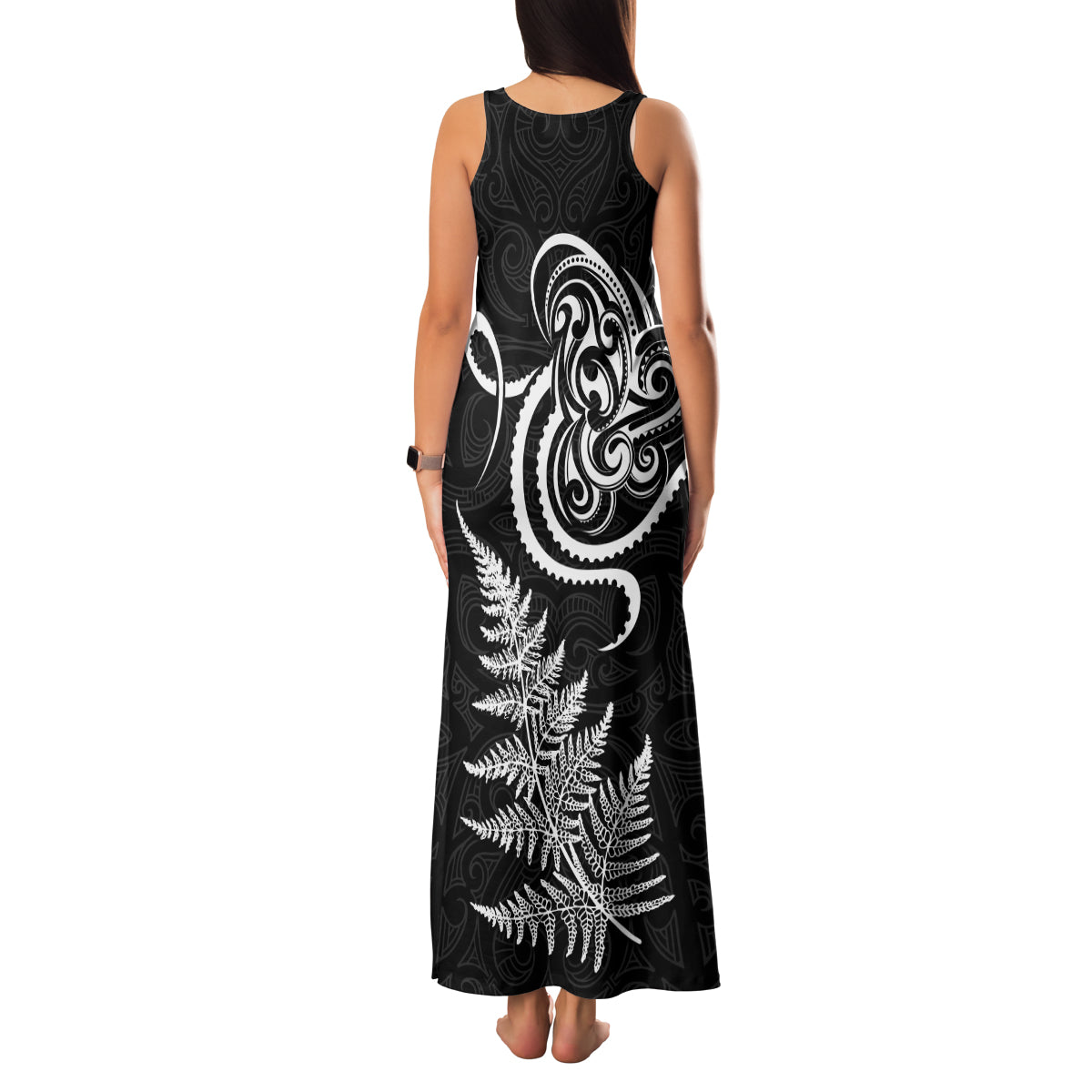 New Zealand Octopus Tattoo and Fern Family Matching Tank Maxi Dress and Hawaiian Shirt Maori Pattern