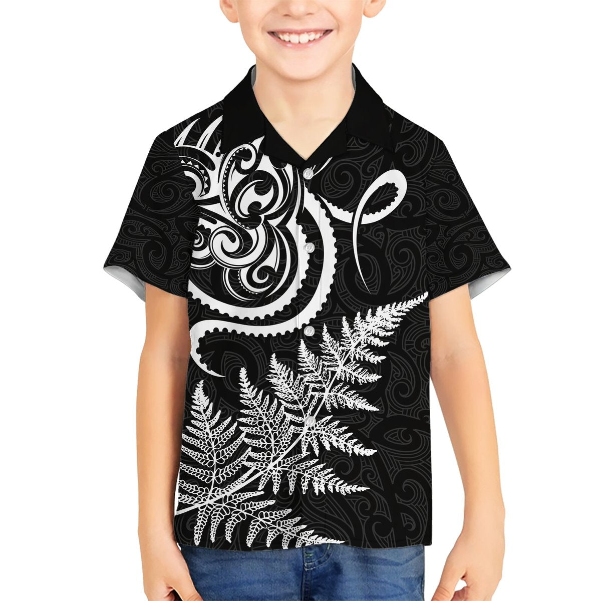 New Zealand Octopus Tattoo and Fern Hawaiian Shirt Maori Pattern LT03 - Polynesian Pride