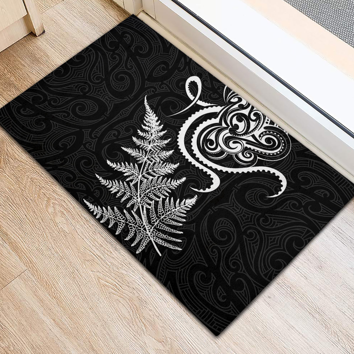 New Zealand Octopus Tattoo and Fern Rubber Doormat Maori Pattern LT03 - Polynesian Pride