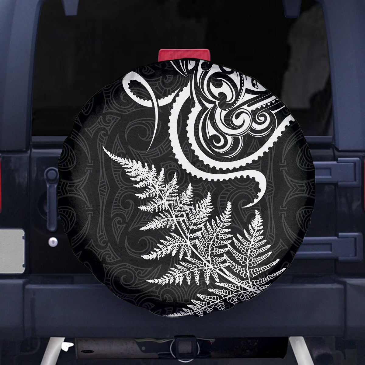 New Zealand Octopus Tattoo and Fern Spare Tire Cover Maori Pattern LT03 - Polynesian Pride