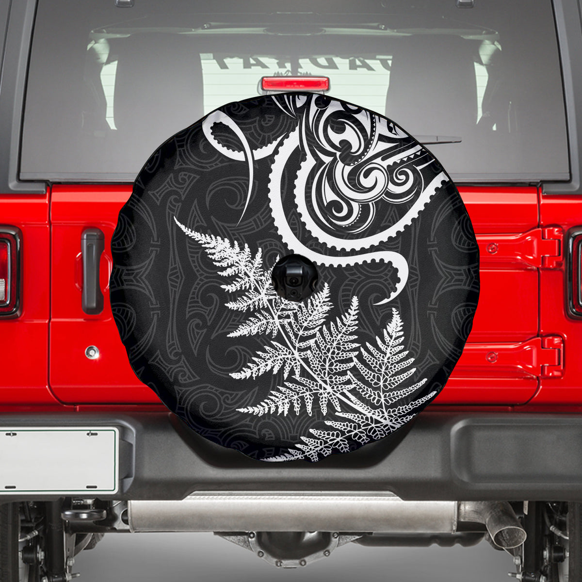 New Zealand Octopus Tattoo and Fern Spare Tire Cover Maori Pattern LT03 - Polynesian Pride