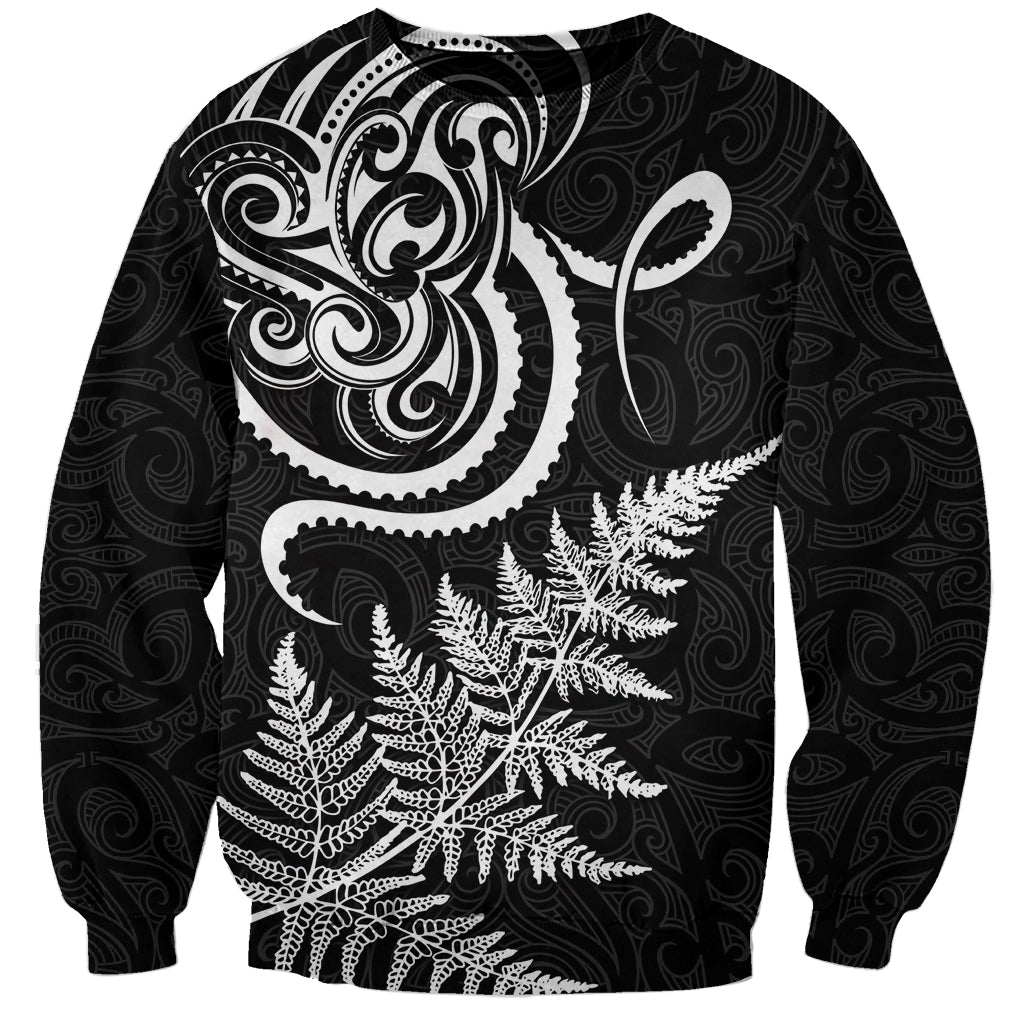New Zealand Octopus Tattoo and Fern Sweatshirt Maori Pattern