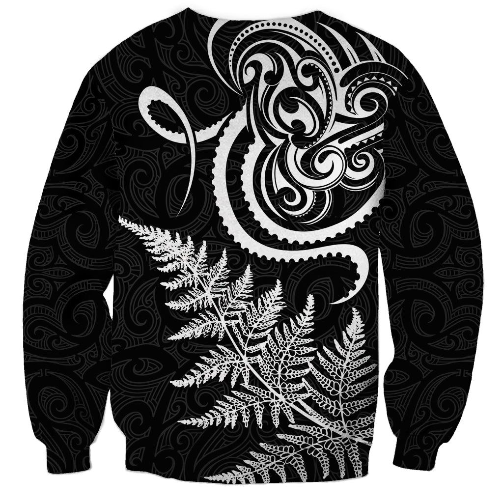New Zealand Octopus Tattoo and Fern Sweatshirt Maori Pattern