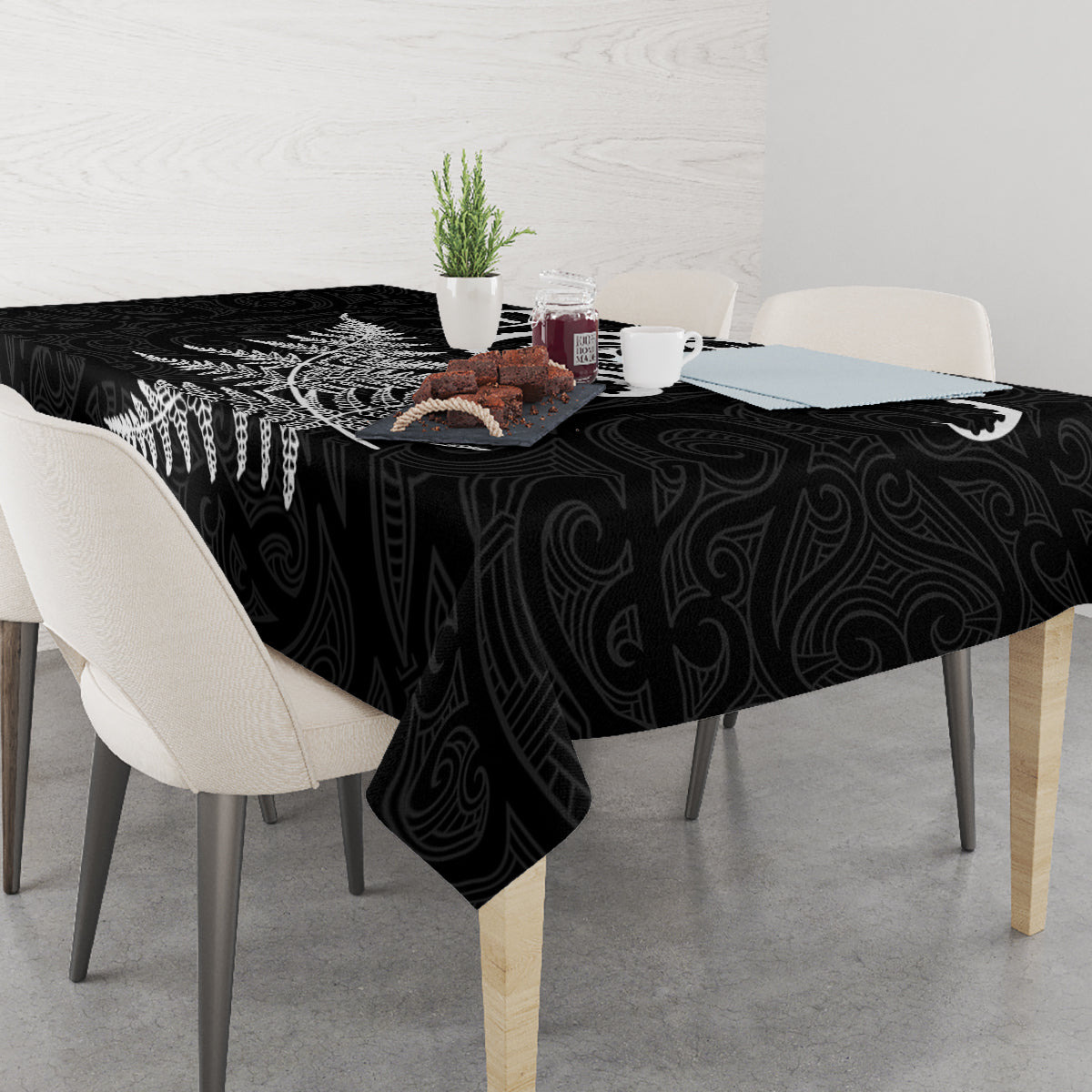 New Zealand Octopus Tattoo and Fern Tablecloth Maori Pattern LT03 - Polynesian Pride
