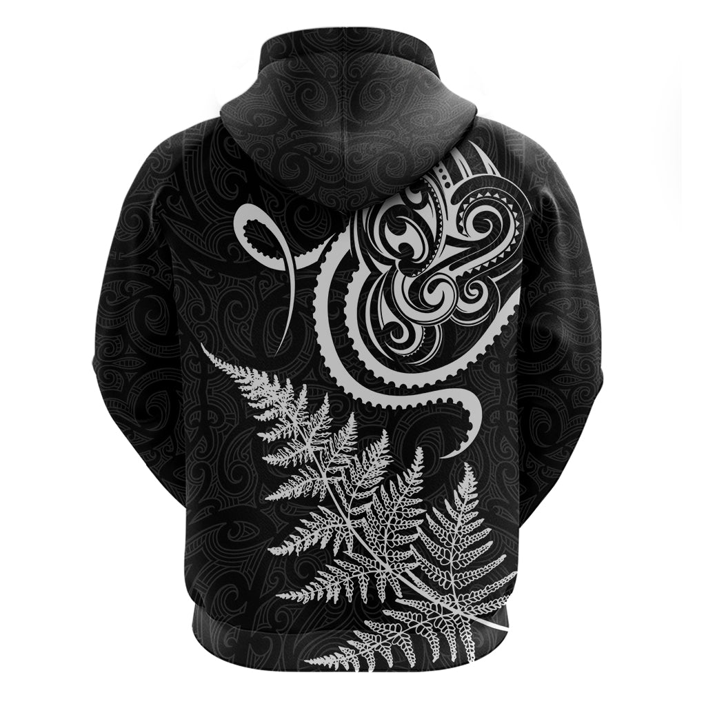 New Zealand Octopus Tattoo and Fern Zip Hoodie Maori Pattern