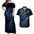 New Zealand Octopus Tattoo and Fern Couples Matching Off Shoulder Maxi Dress and Hawaiian Shirt Maori Pattern Matariki Style