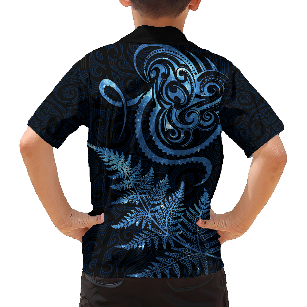 New Zealand Octopus Tattoo and Fern Family Matching Off Shoulder Short Dress and Hawaiian Shirt Maori Pattern Matariki Style