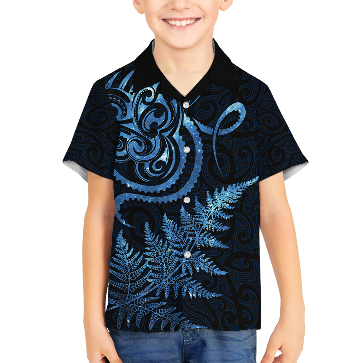 New Zealand Octopus Tattoo and Fern Family Matching Off Shoulder Short Dress and Hawaiian Shirt Maori Pattern Matariki Style