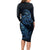 New Zealand Octopus Tattoo and Fern Long Sleeve Bodycon Dress Maori Pattern Matariki Style